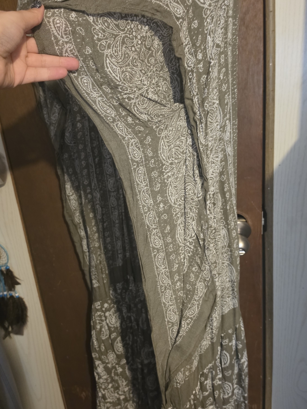Three Bird Nest Olive & White Paisley Boho Duster Kimono - Picture 6 of 8